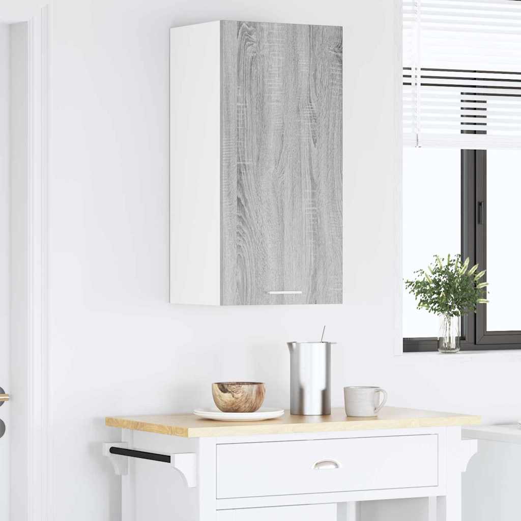 Hangkast Grijs Sonoma en Wit 40 x 31 x 80 cm Bewerkt hout is nu te koop bij PeponiXL, paradijselijk wonen!