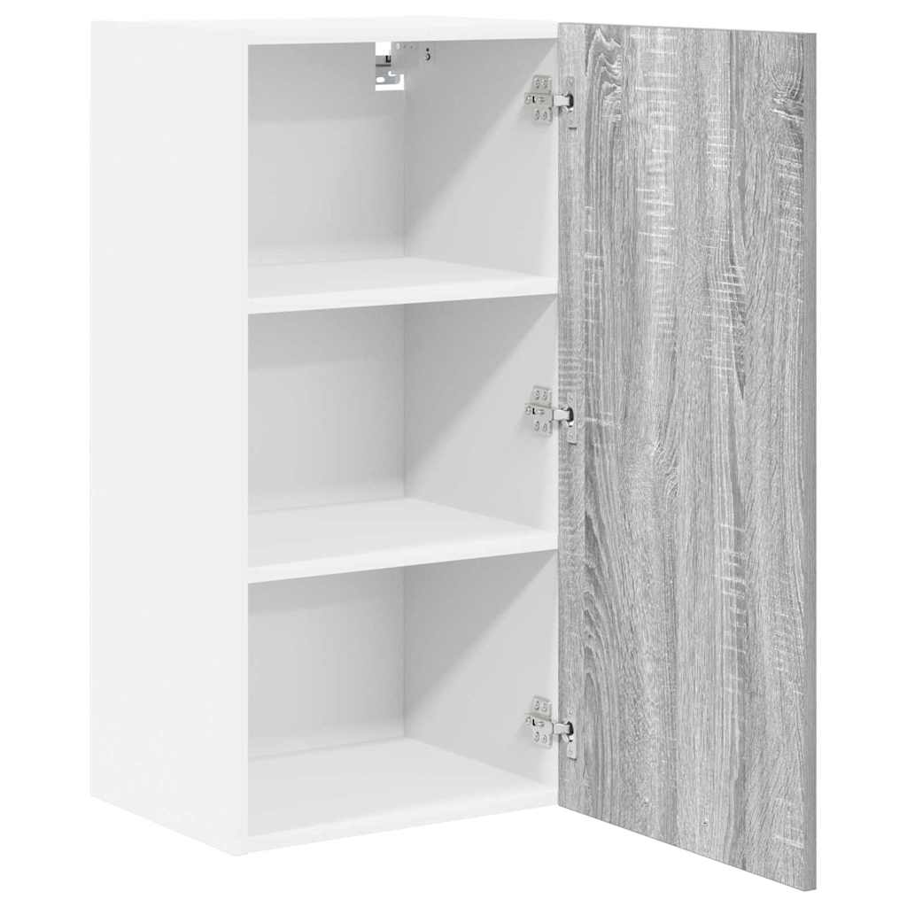 Hangkast Grijs Sonoma en Wit 40 x 31 x 80 cm Bewerkt hout is nu te koop bij PeponiXL, paradijselijk wonen!