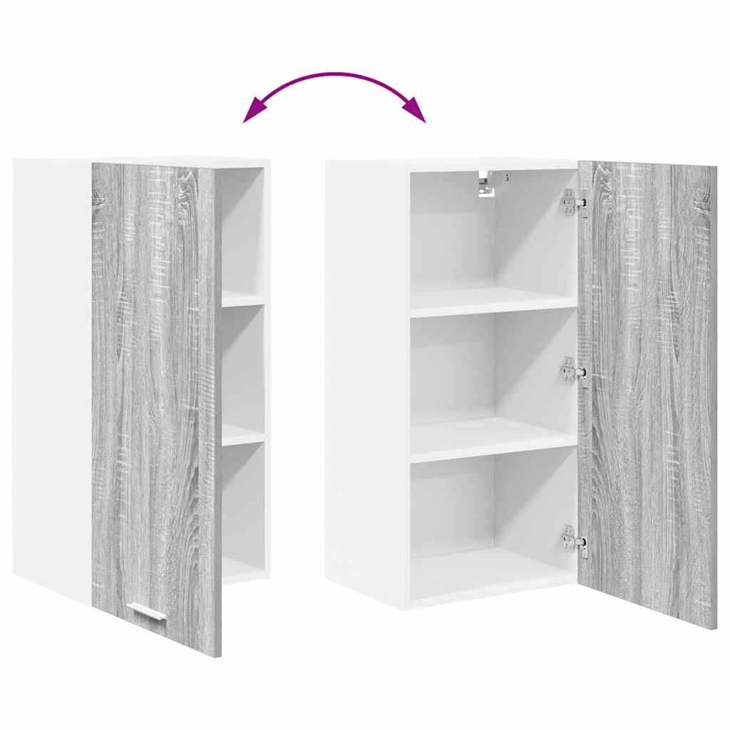 Hangkast Grijs Sonoma en Wit 40 x 31 x 80 cm Bewerkt hout is nu te koop bij PeponiXL, paradijselijk wonen!