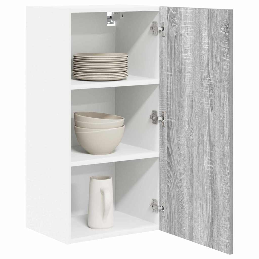 Hangkast Grijs Sonoma en Wit 40 x 31 x 80 cm Bewerkt hout is nu te koop bij PeponiXL, paradijselijk wonen!