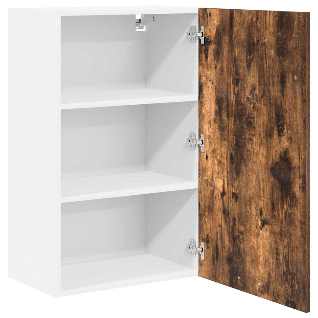Hangkast Gerookte Eik en Wit 50 x 31 x 80 cm Bewerkt hout is nu te koop bij PeponiXL, paradijselijk wonen!