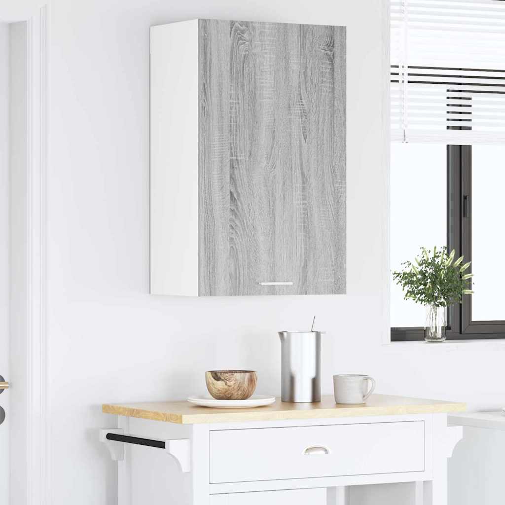 Hangkast Grijs Sonoma en Wit 50 x 31 x 80 cm Bewerkt hout is nu te koop bij PeponiXL, paradijselijk wonen!