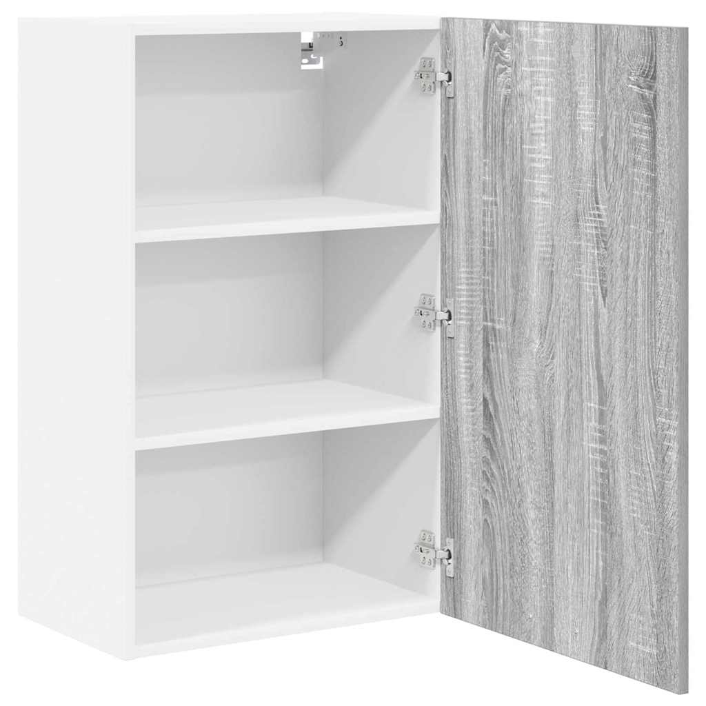 Hangkast Grijs Sonoma en Wit 50 x 31 x 80 cm Bewerkt hout is nu te koop bij PeponiXL, paradijselijk wonen!