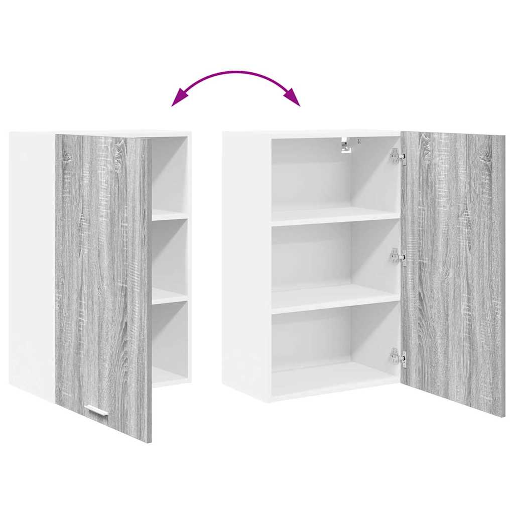 Hangkast Grijs Sonoma en Wit 50 x 31 x 80 cm Bewerkt hout is nu te koop bij PeponiXL, paradijselijk wonen!