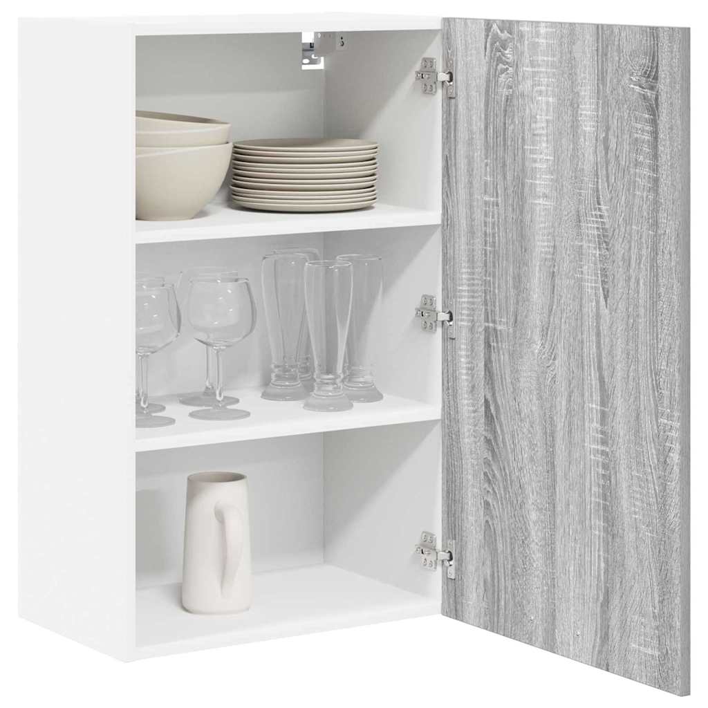 Hangkast Grijs Sonoma en Wit 50 x 31 x 80 cm Bewerkt hout is nu te koop bij PeponiXL, paradijselijk wonen!