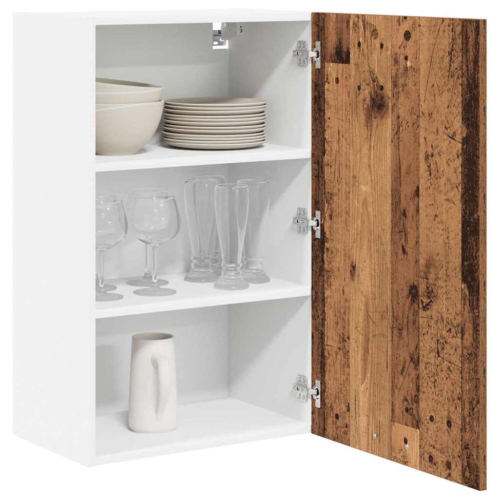 Hangkast Oude Hout en Wit 50 x 31 x 80 cm Bewerkt hout is nu te koop bij PeponiXL, paradijselijk wonen!