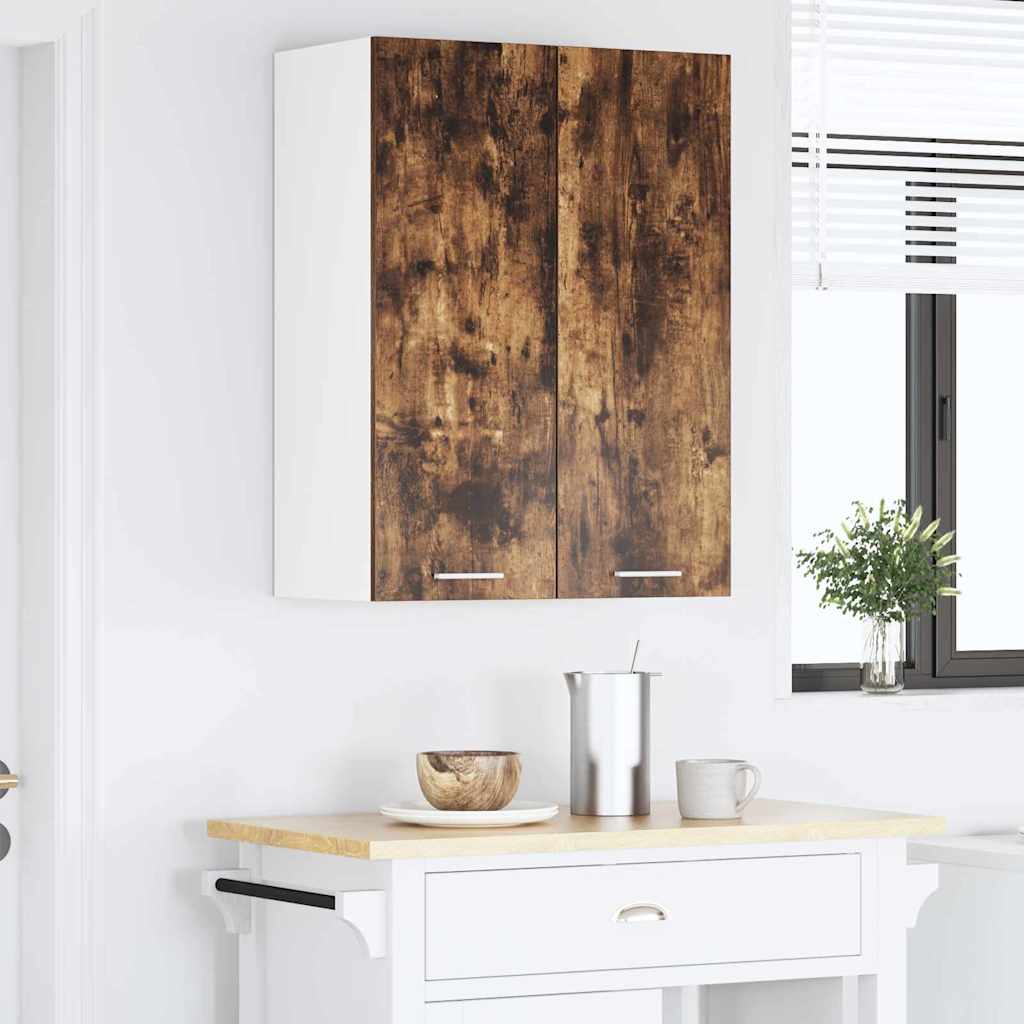 Hangkast met opslag Gerookt eiken 60 x 31 x 80 cm Bewerkt hout is nu te koop bij PeponiXL, paradijselijk wonen!