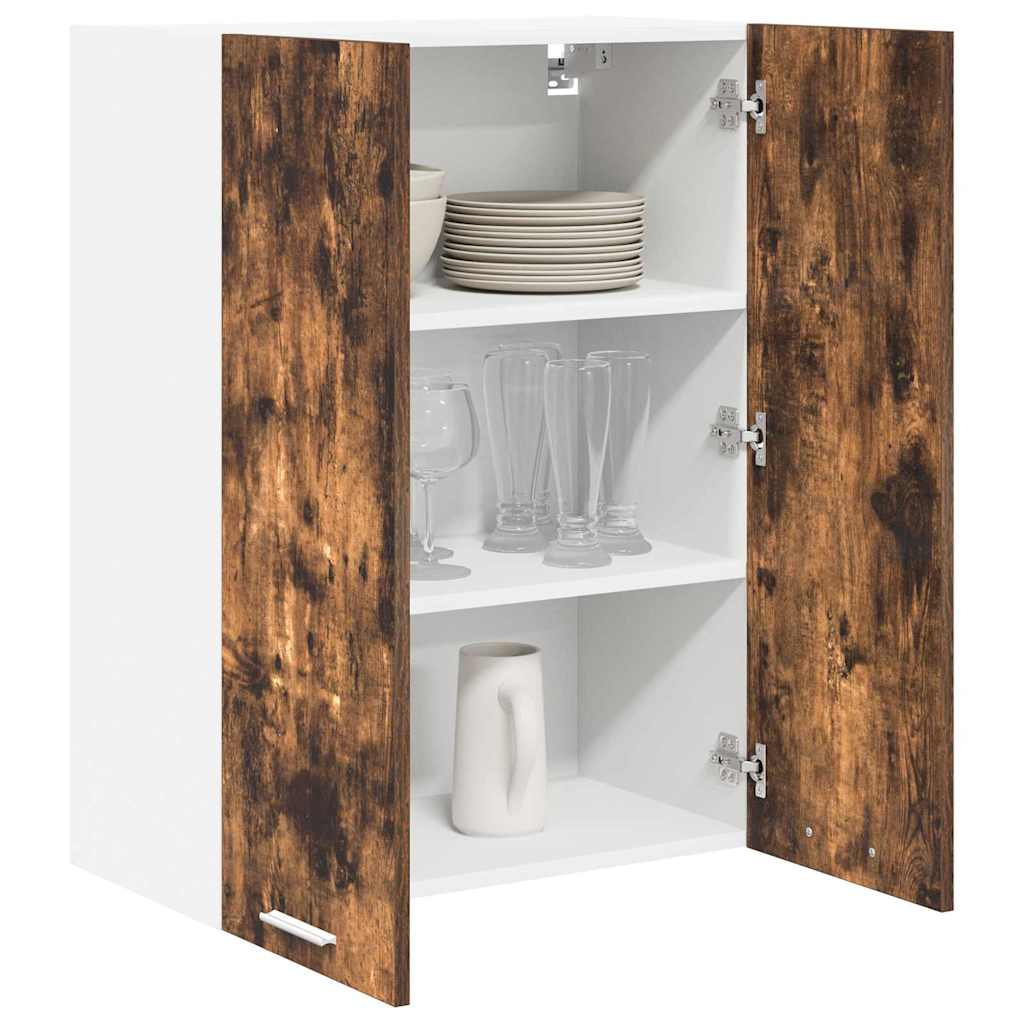 Hangkast met opslag Gerookt eiken 60 x 31 x 80 cm Bewerkt hout is nu te koop bij PeponiXL, paradijselijk wonen!