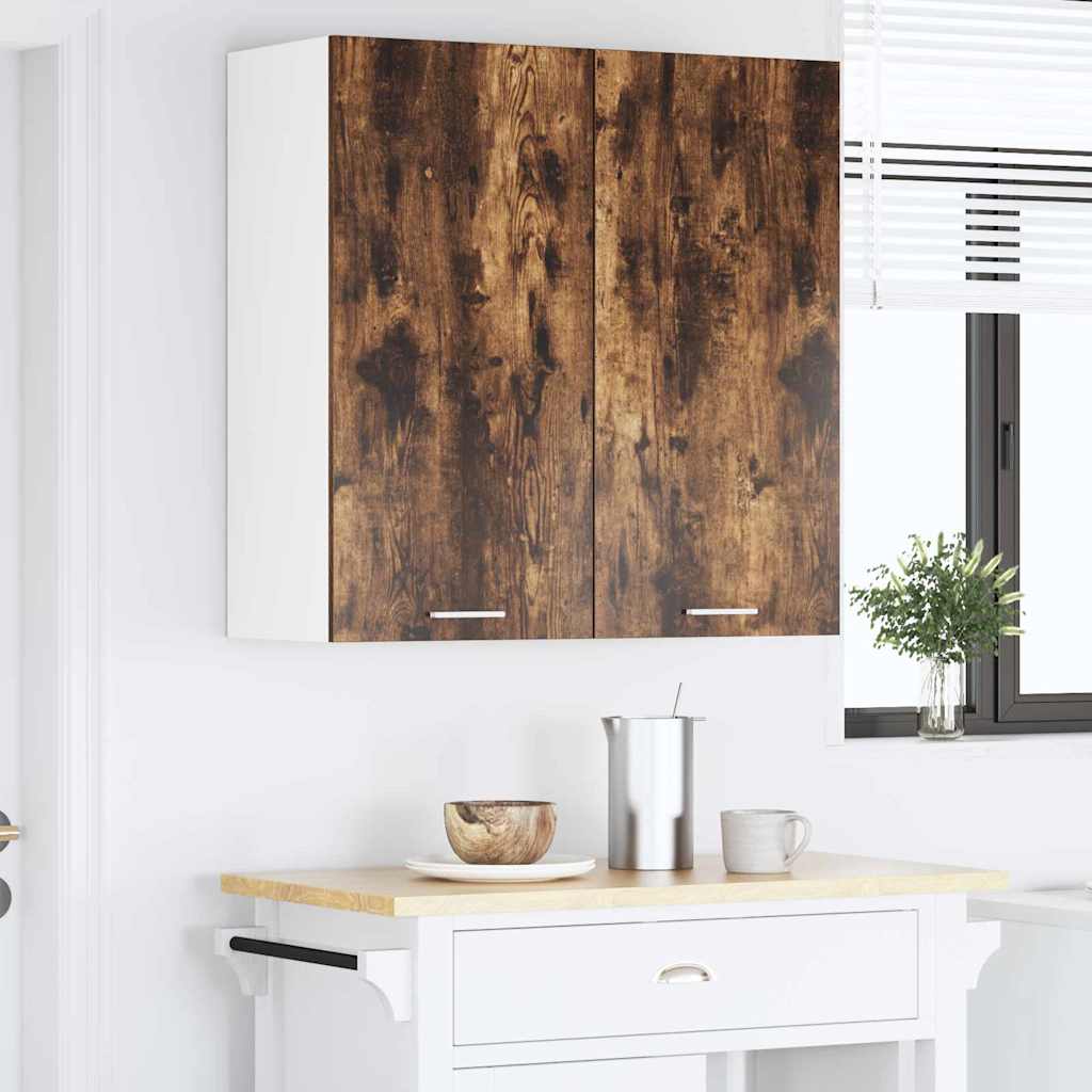 Hangkast Riga Gerookt eiken 80 x 31 x 80 cm Bewerkt hout is nu te koop bij PeponiXL, paradijselijk wonen!