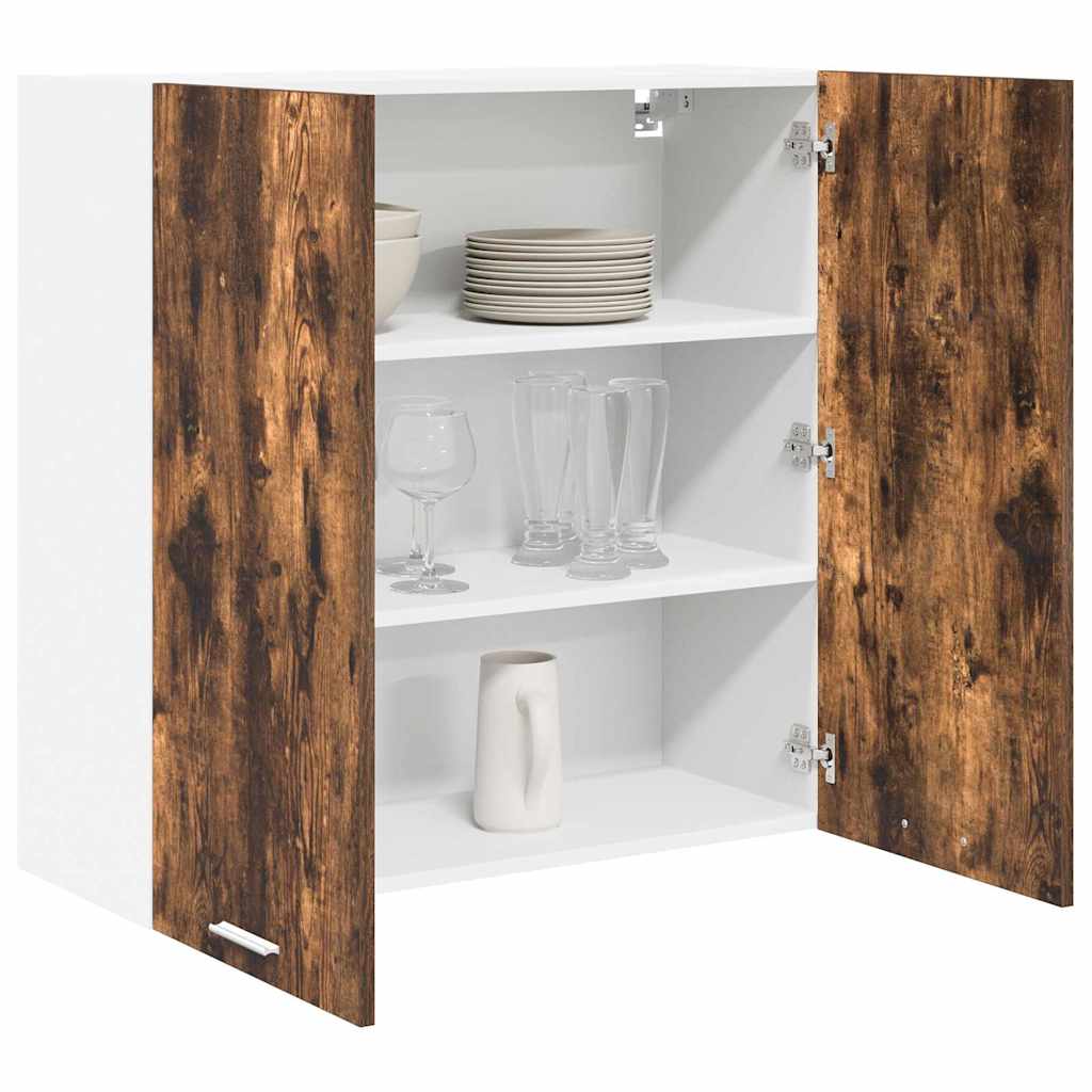 Hangkast Riga Gerookt eiken 80 x 31 x 80 cm Bewerkt hout is nu te koop bij PeponiXL, paradijselijk wonen!