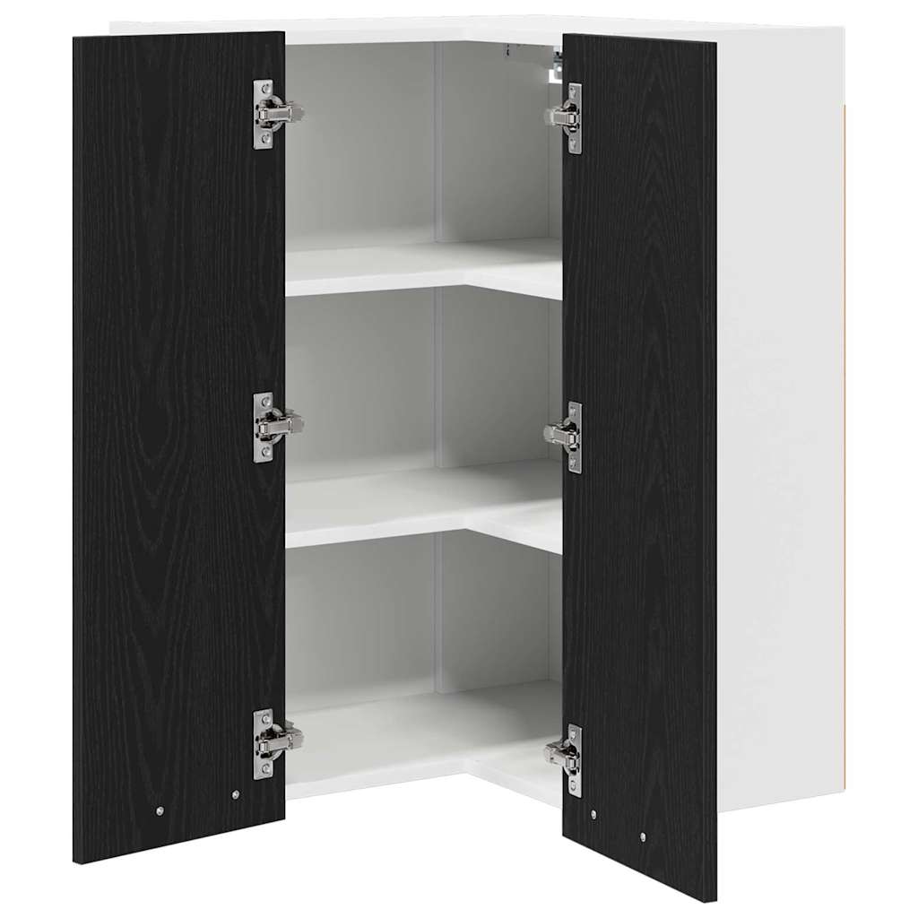 Hangkast Zwarte Eik en Wit 57 x 57 x 80 cm Bewerkt hout is nu te koop bij PeponiXL, paradijselijk wonen!