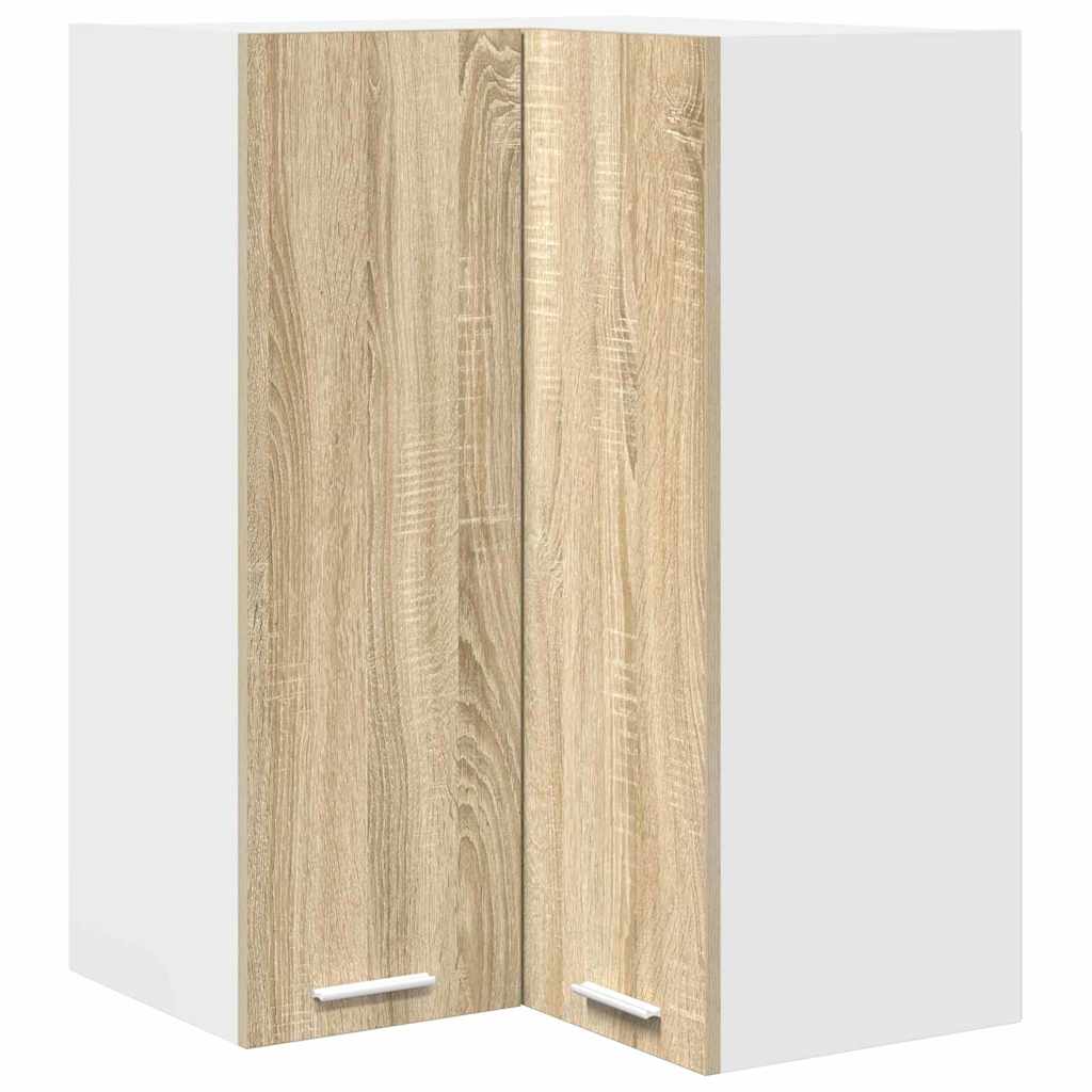 Hangkast Sonoma Eik en Wit 57 x 57 x 80 cm Bewerkt hout is nu te koop bij PeponiXL, paradijselijk wonen!