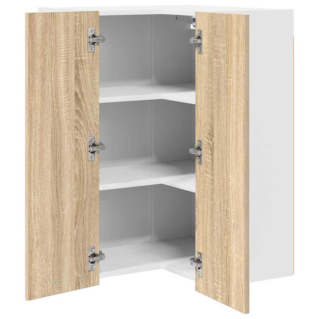 Hangkast Sonoma Eik en Wit 57 x 57 x 80 cm Bewerkt hout is nu te koop bij PeponiXL, paradijselijk wonen!