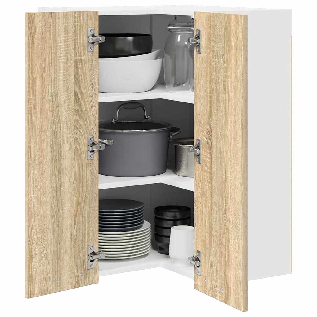 Hangkast Sonoma Eik en Wit 57 x 57 x 80 cm Bewerkt hout is nu te koop bij PeponiXL, paradijselijk wonen!