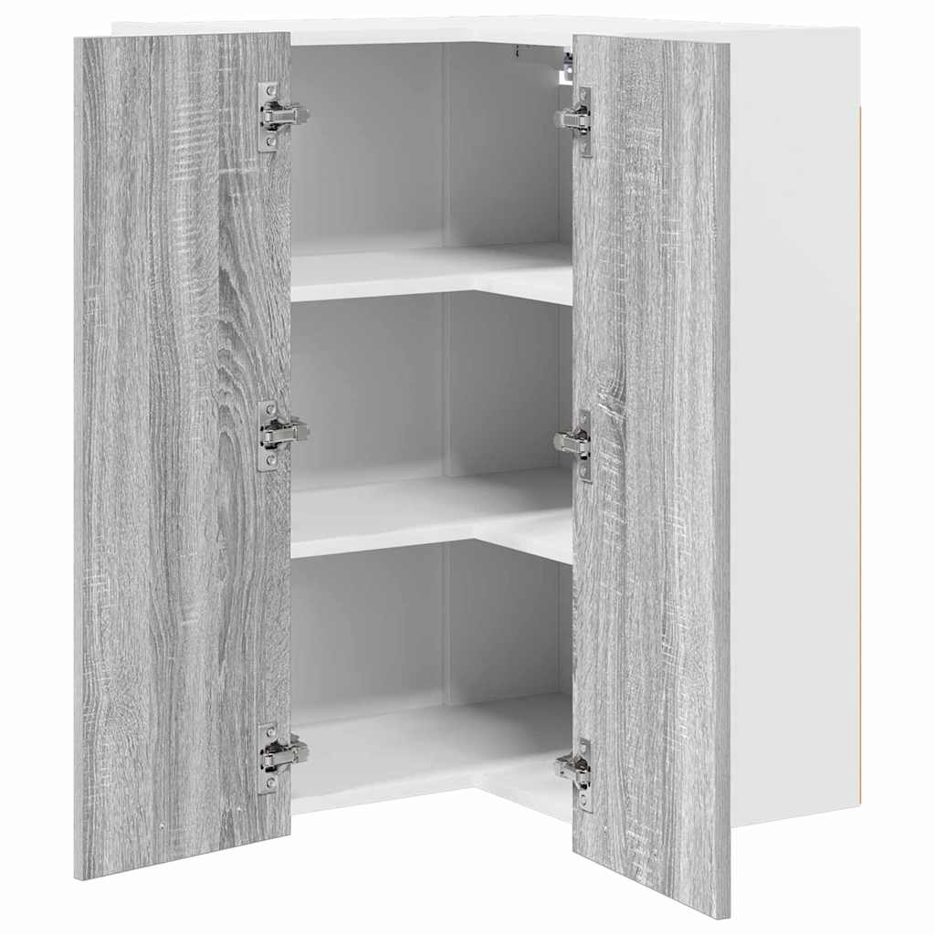 Hangkast Grijs Sonoma en Wit 57 x 57 x 80 cm Bewerkt hout is nu te koop bij PeponiXL, paradijselijk wonen!