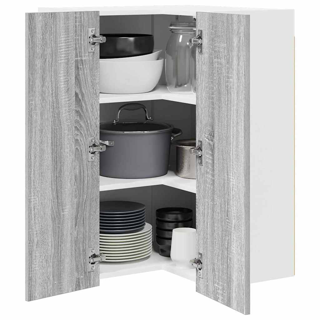Hangkast Grijs Sonoma en Wit 57 x 57 x 80 cm Bewerkt hout is nu te koop bij PeponiXL, paradijselijk wonen!