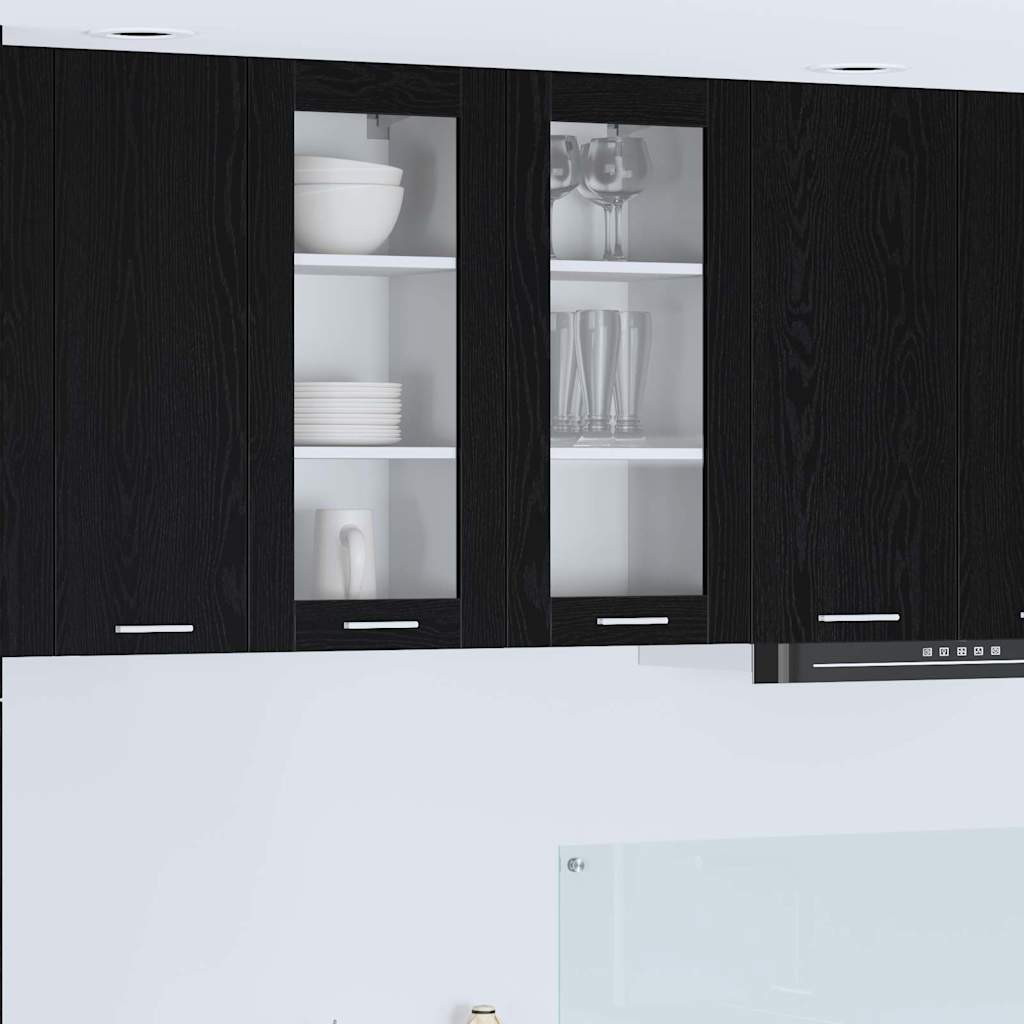 Hangkast 2 pcs Zwart Eiken 40 x 31 x 80 cm Bewerkt hout is nu te koop bij PeponiXL, paradijselijk wonen!