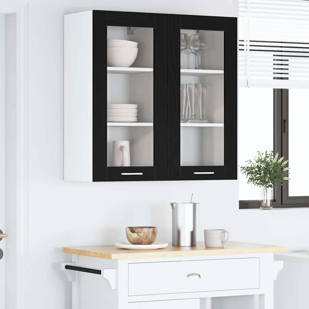 Hangkast 2 pcs Zwart Eiken 40 x 31 x 80 cm Bewerkt hout is nu te koop bij PeponiXL, paradijselijk wonen!