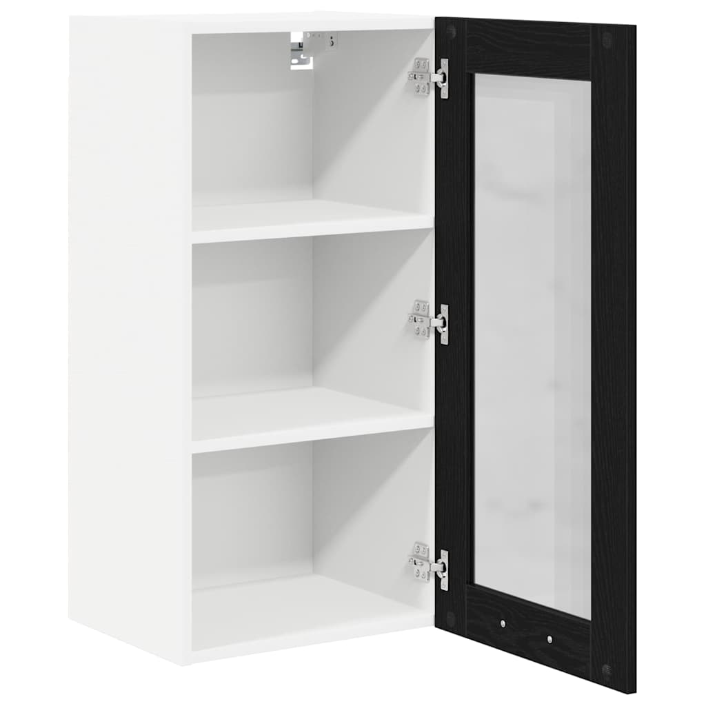 Hangkast 2 pcs Zwart Eiken 40 x 31 x 80 cm Bewerkt hout is nu te koop bij PeponiXL, paradijselijk wonen!