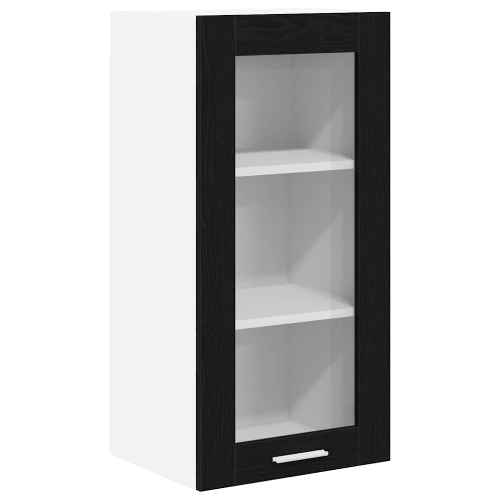 Hangkast 2 pcs Zwart Eiken 40 x 31 x 80 cm Bewerkt hout is nu te koop bij PeponiXL, paradijselijk wonen!