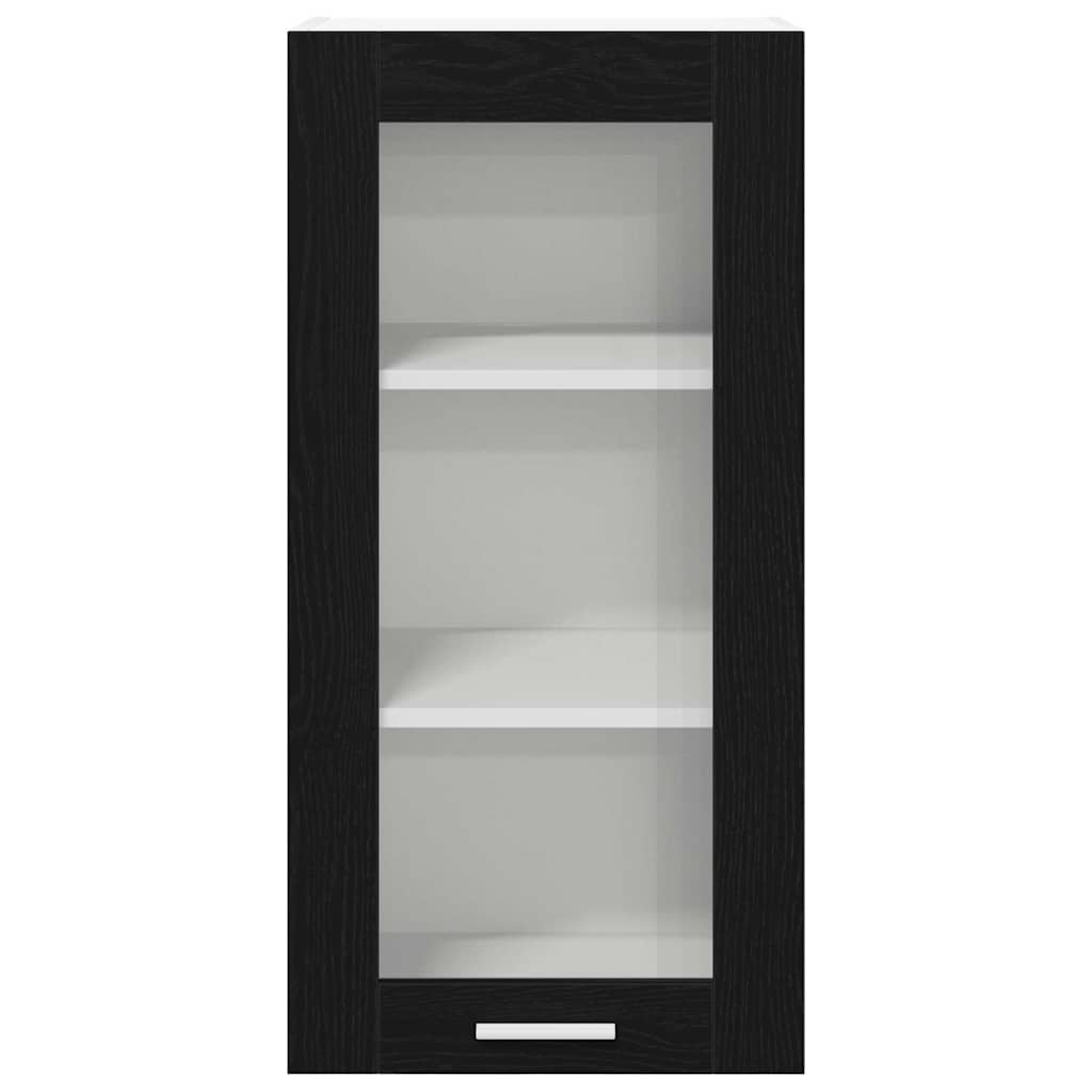 Hangkast 2 pcs Zwart Eiken 40 x 31 x 80 cm Bewerkt hout is nu te koop bij PeponiXL, paradijselijk wonen!