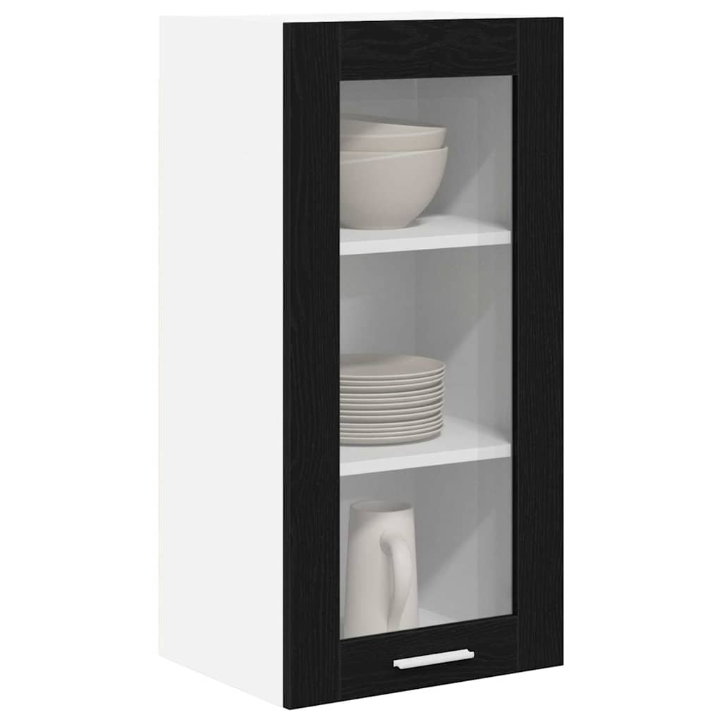 Hangkast 2 pcs Zwart Eiken 40 x 31 x 80 cm Bewerkt hout is nu te koop bij PeponiXL, paradijselijk wonen!