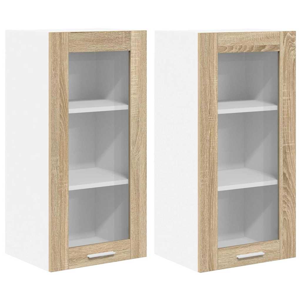 Hangkast 2 pcs Sonoma Eiken 40 x 31 x 80 cm Bewerkt hout is nu te koop bij PeponiXL, paradijselijk wonen!