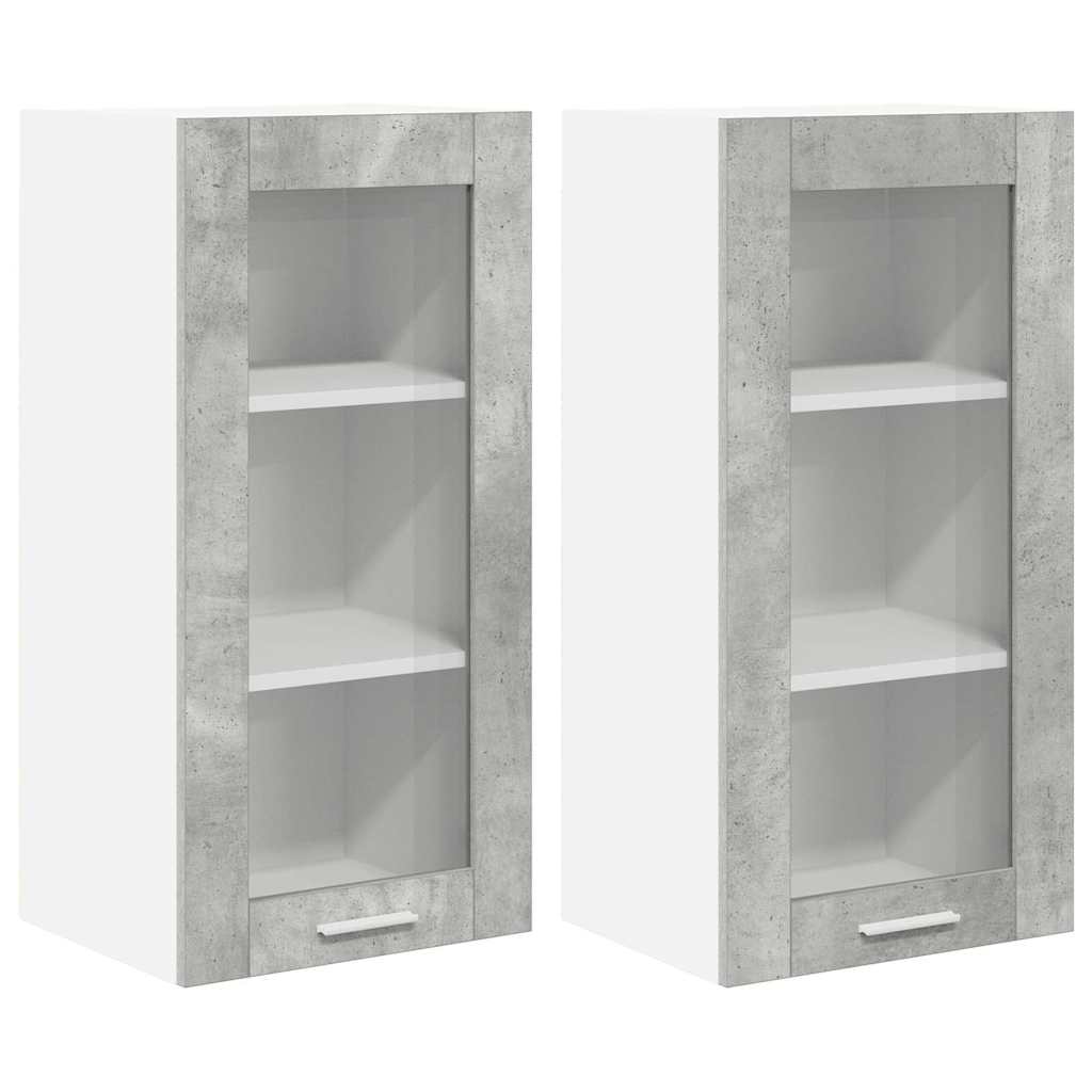 Hangkast 2 pcs Beton Grijs 40 x 31 x 80 cm Bewerkt hout is nu te koop bij PeponiXL, paradijselijk wonen!