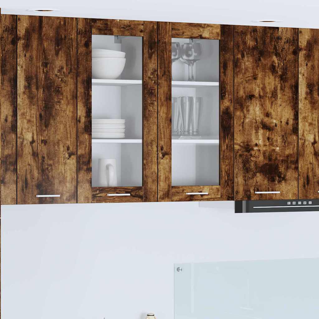 Hangkast 2 pcs Gerookt eiken 40 x 31 x 80 cm Bewerkt hout is nu te koop bij PeponiXL, paradijselijk wonen!