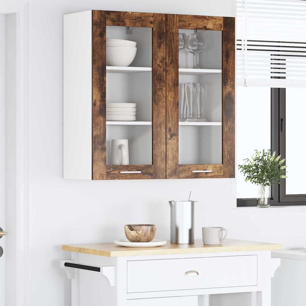 Hangkast 2 pcs Gerookt eiken 40 x 31 x 80 cm Bewerkt hout is nu te koop bij PeponiXL, paradijselijk wonen!