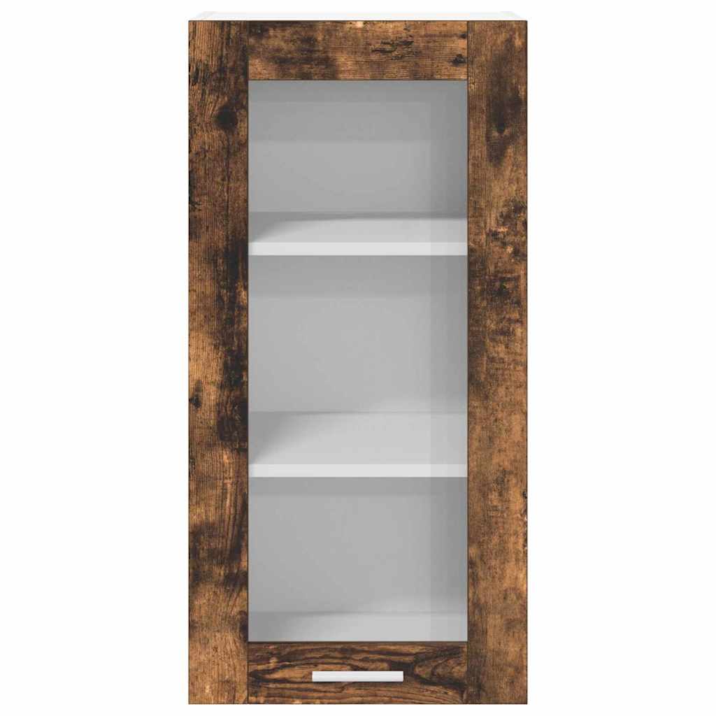 Hangkast 2 pcs Gerookt eiken 40 x 31 x 80 cm Bewerkt hout is nu te koop bij PeponiXL, paradijselijk wonen!