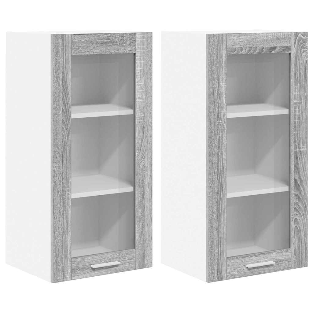 Hangkast 2 pcs Grijs Sonoma 40 x 31 x 80 cm Bewerkt hout is nu te koop bij PeponiXL, paradijselijk wonen!