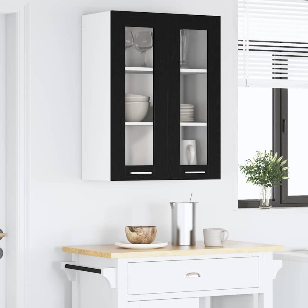 Hangkast met opslag Zwart Eiken 60 x 31 x 80 cm Bewerkt hout is nu te koop bij PeponiXL, paradijselijk wonen!