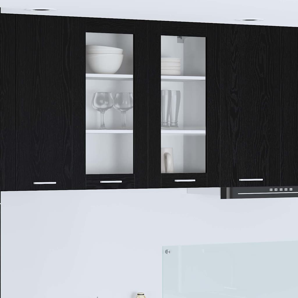 Hangkast met opslag Zwart Eiken 80 x 31 x 80 cm Bewerkt hout is nu te koop bij PeponiXL, paradijselijk wonen!