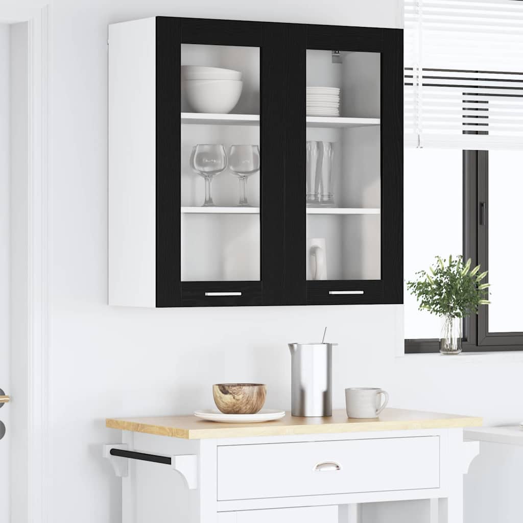 Hangkast met opslag Zwart Eiken 80 x 31 x 80 cm Bewerkt hout is nu te koop bij PeponiXL, paradijselijk wonen!