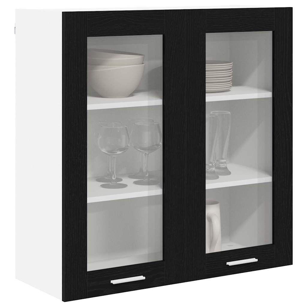 Hangkast met opslag Zwart Eiken 80 x 31 x 80 cm Bewerkt hout is nu te koop bij PeponiXL, paradijselijk wonen!