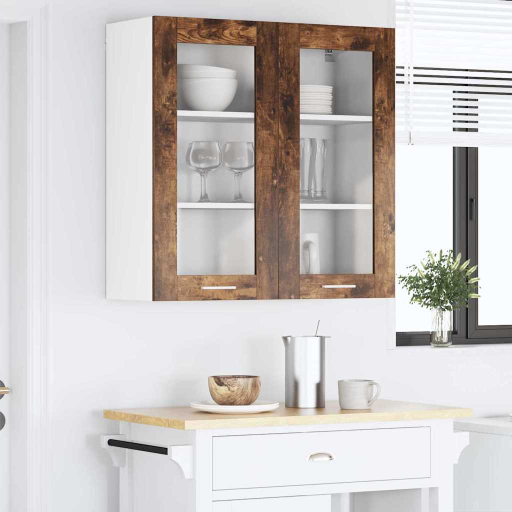 Hangkast met opslag Gerookt eiken 80 x 31 x 80 cm Bewerkt hout is nu te koop bij PeponiXL, paradijselijk wonen!