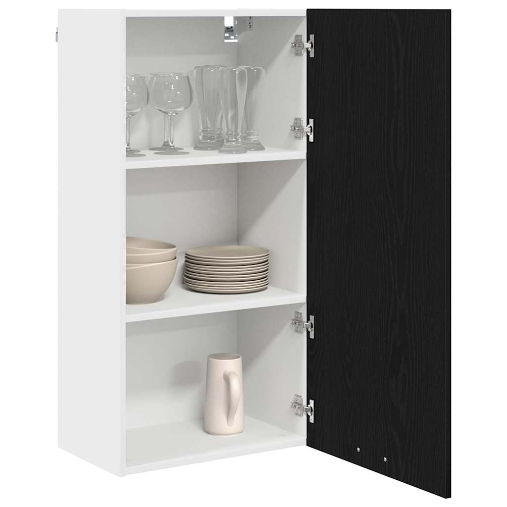 Hangkast Zwarte Eik en Wit 50 x 31 x 100 cm Bewerkt hout is nu te koop bij PeponiXL, paradijselijk wonen!