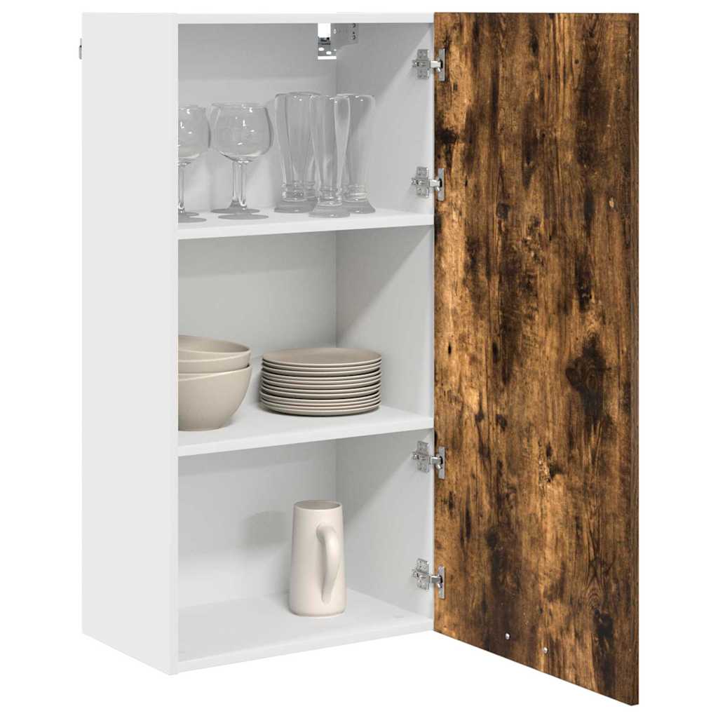 Hangkast Gerookte Eik en Wit 50 x 31 x 100 cm Bewerkt hout is nu te koop bij PeponiXL, paradijselijk wonen!