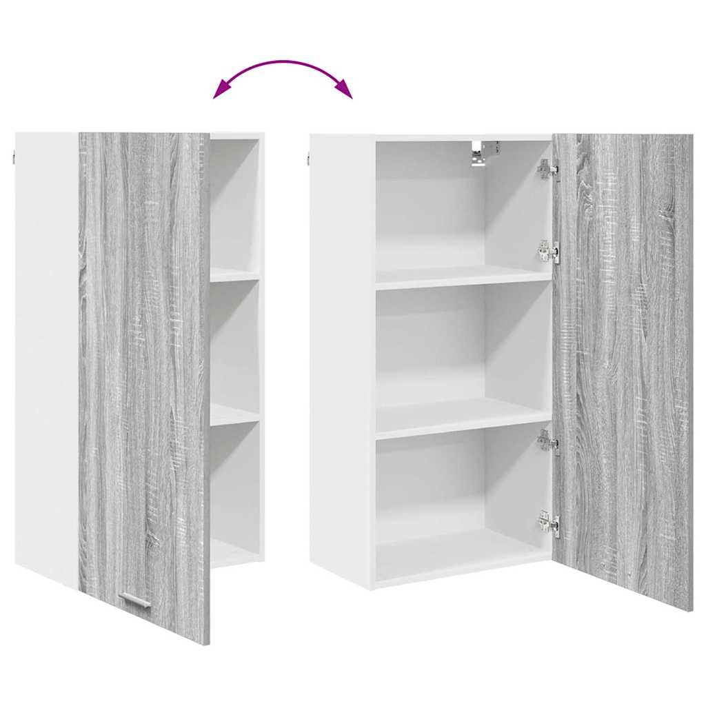 Hangkast Grijs Sonoma en Wit 50 x 31 x 100 cm Bewerkt hout is nu te koop bij PeponiXL, paradijselijk wonen!
