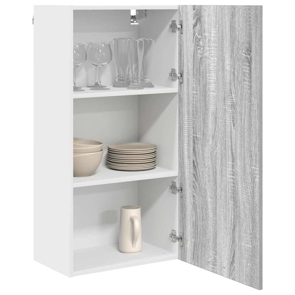 Hangkast Grijs Sonoma en Wit 50 x 31 x 100 cm Bewerkt hout is nu te koop bij PeponiXL, paradijselijk wonen!