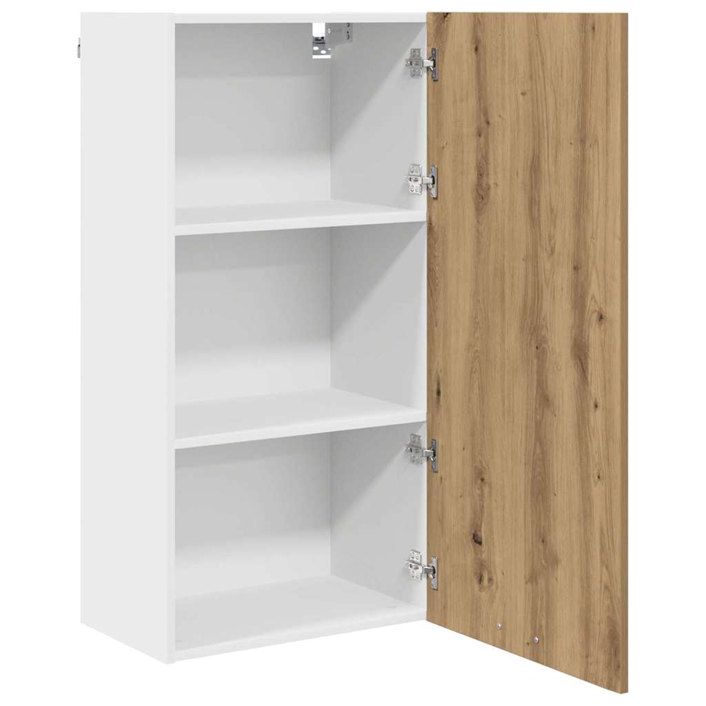 Hangkast Ambachtelijke Eik en Wit 50 x 31 x 100 cm Bewerkt hout is nu te koop bij PeponiXL, paradijselijk wonen!