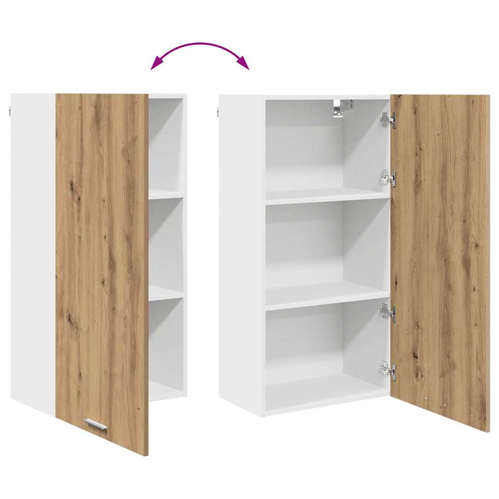 Hangkast Ambachtelijke Eik en Wit 50 x 31 x 100 cm Bewerkt hout is nu te koop bij PeponiXL, paradijselijk wonen!