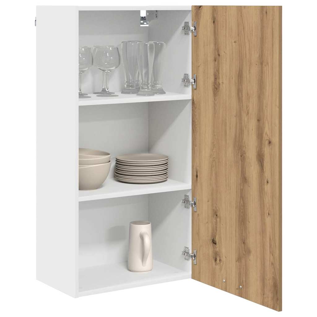 Hangkast Ambachtelijke Eik en Wit 50 x 31 x 100 cm Bewerkt hout is nu te koop bij PeponiXL, paradijselijk wonen!