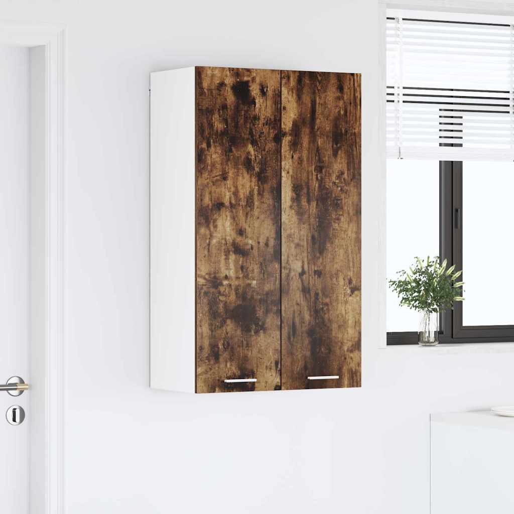 Hangkast met opslag Gerookt eiken 60 x 31 x 100 cm Bewerkt hout is nu te koop bij PeponiXL, paradijselijk wonen!