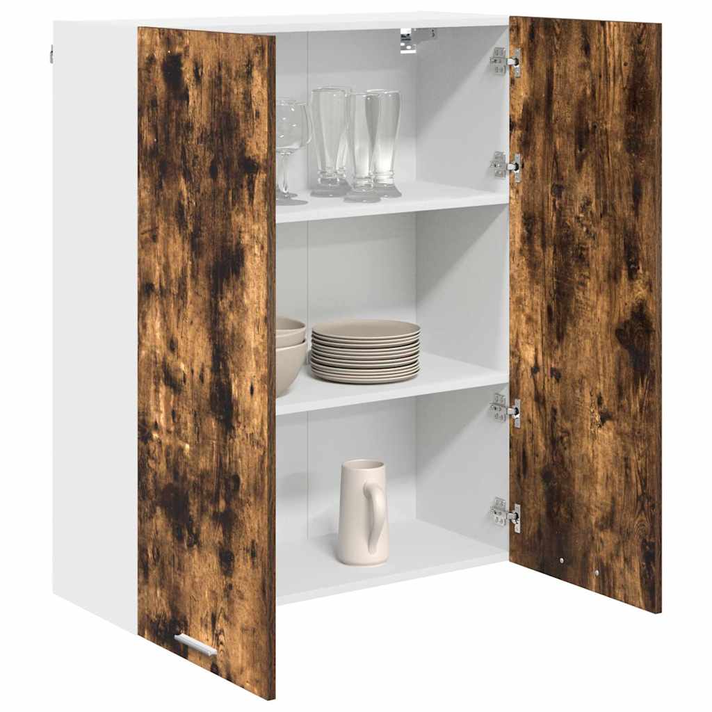 Hangkast met opslag Gerookt eiken 80 x 31 x 100 cm Bewerkt hout is nu te koop bij PeponiXL, paradijselijk wonen!