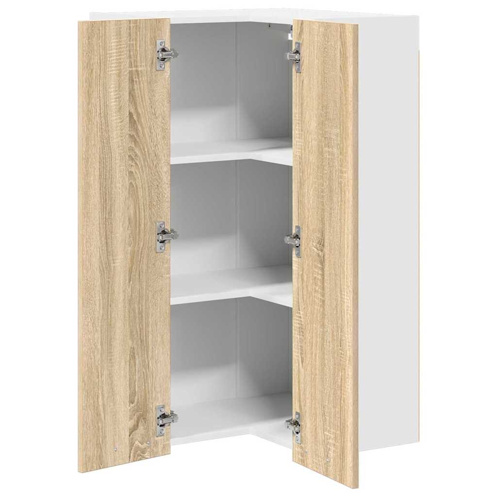 Hangkast Sonoma Eik en Wit 57 x 57 x 100 cm Bewerkt hout is nu te koop bij PeponiXL, paradijselijk wonen!