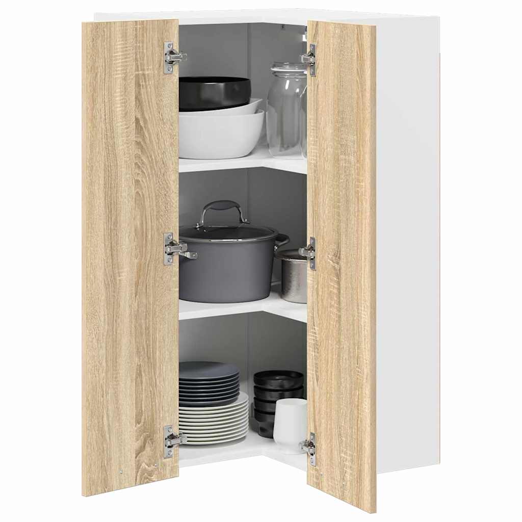 Hangkast Sonoma Eik en Wit 57 x 57 x 100 cm Bewerkt hout is nu te koop bij PeponiXL, paradijselijk wonen!