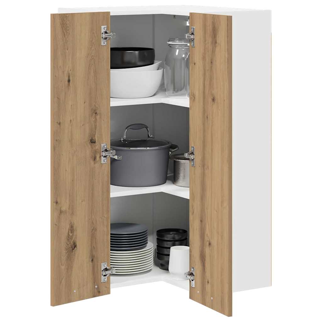 Hangkast Ambachtelijke Eik en Wit 57 x 57 x 100 cm Bewerkt hout is nu te koop bij PeponiXL, paradijselijk wonen!