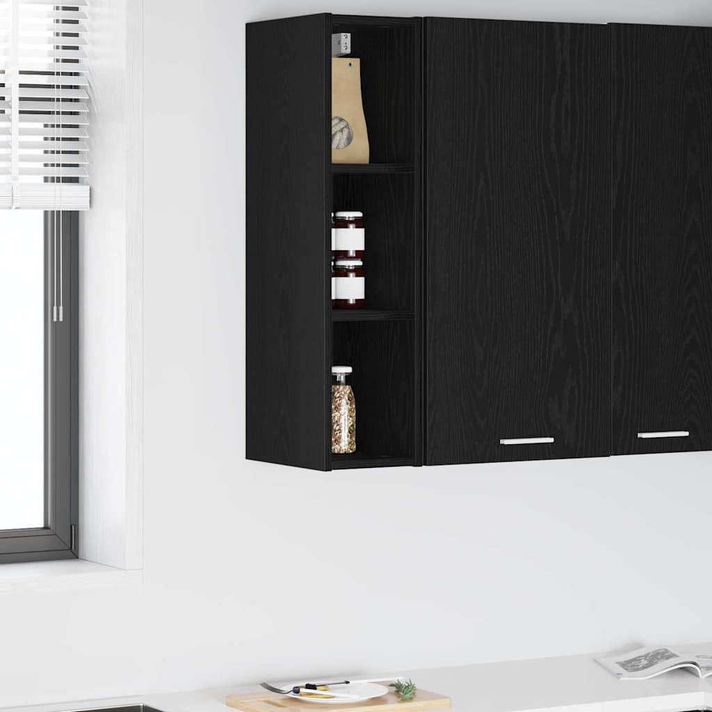 Hangkast met opslag Zwart Eiken 20 x 29,5 x 80 cm Bewerkt hout is nu te koop bij PeponiXL, paradijselijk wonen!